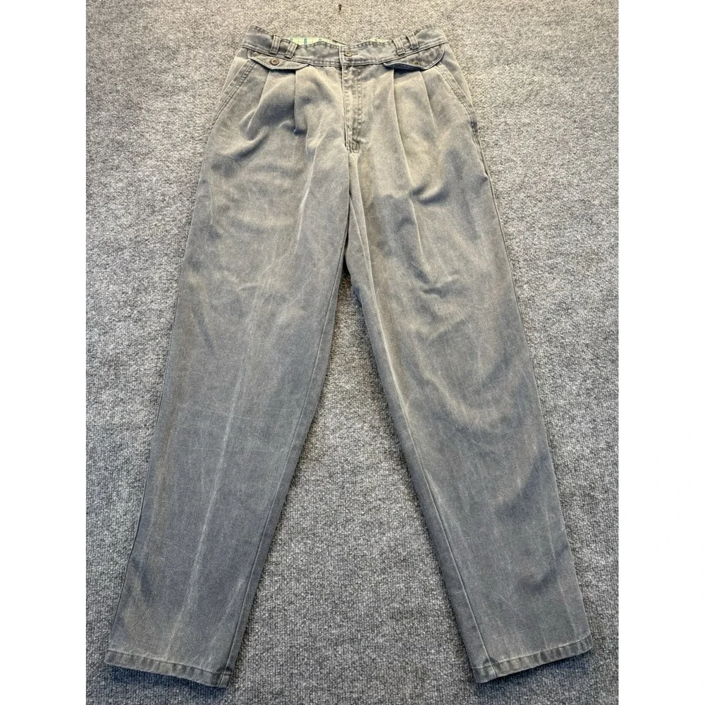 Vintage Bugle Boy Gray Pleated Pants Men's 31x31 Tapered Retro 80s 90s
